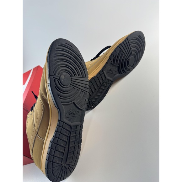 Nike Dunk Low‎ Shoes Mens Wheat Tan Nubuck Black Sole Laces Retro Casual Skate - Picture 5 of 9